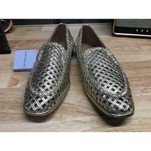 Aerosoles Tailored Nagle Loafers Women's 7 Silver Woven Leather Comfort Flats